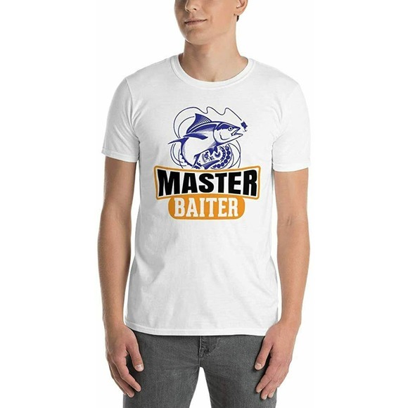 Funny Fishing Shirts for Dad This Father's Day, Master Baiter Shirt Gift Size M - Picture 1 of 4